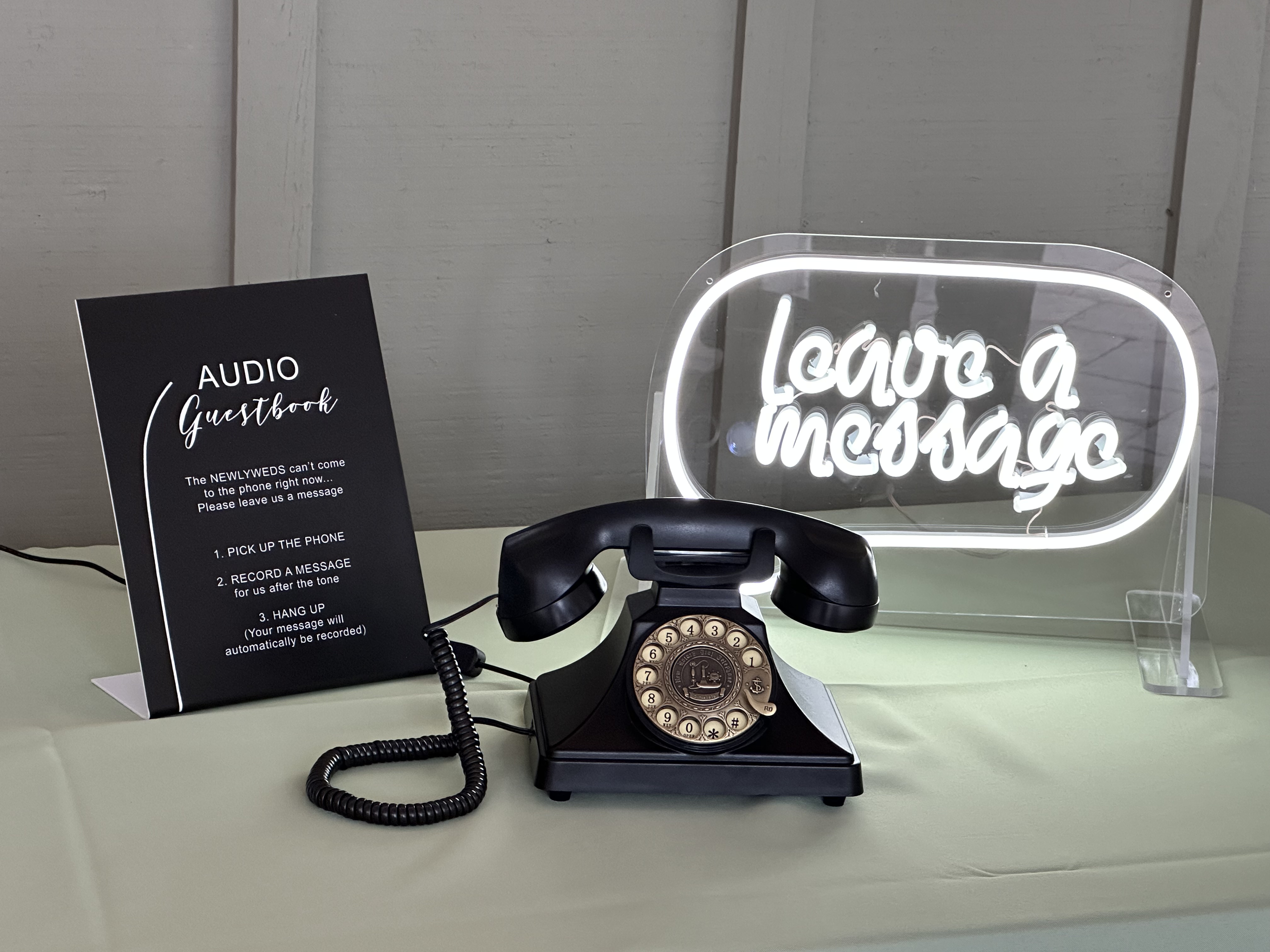 Vintage telephone audio guestbook at Jacksonville wedding reception