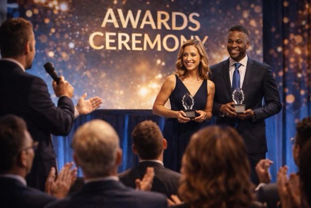 DJ serving as MC at corporate award ceremony