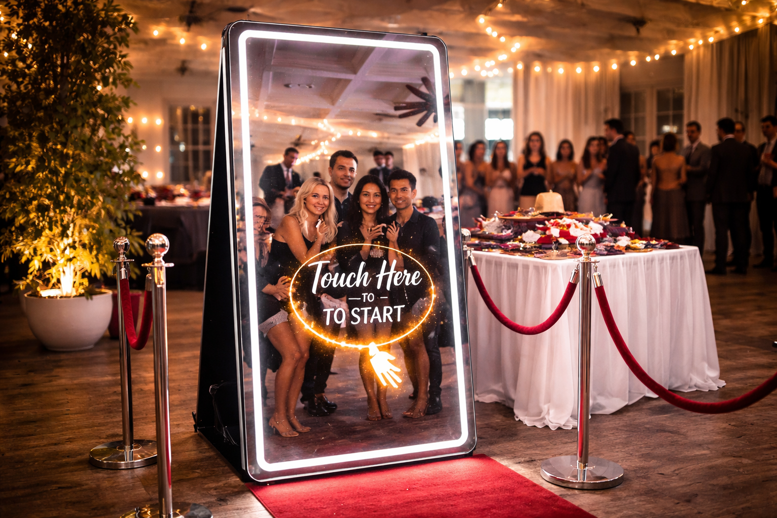 Interactive mirror photo booth at a Jacksonville event