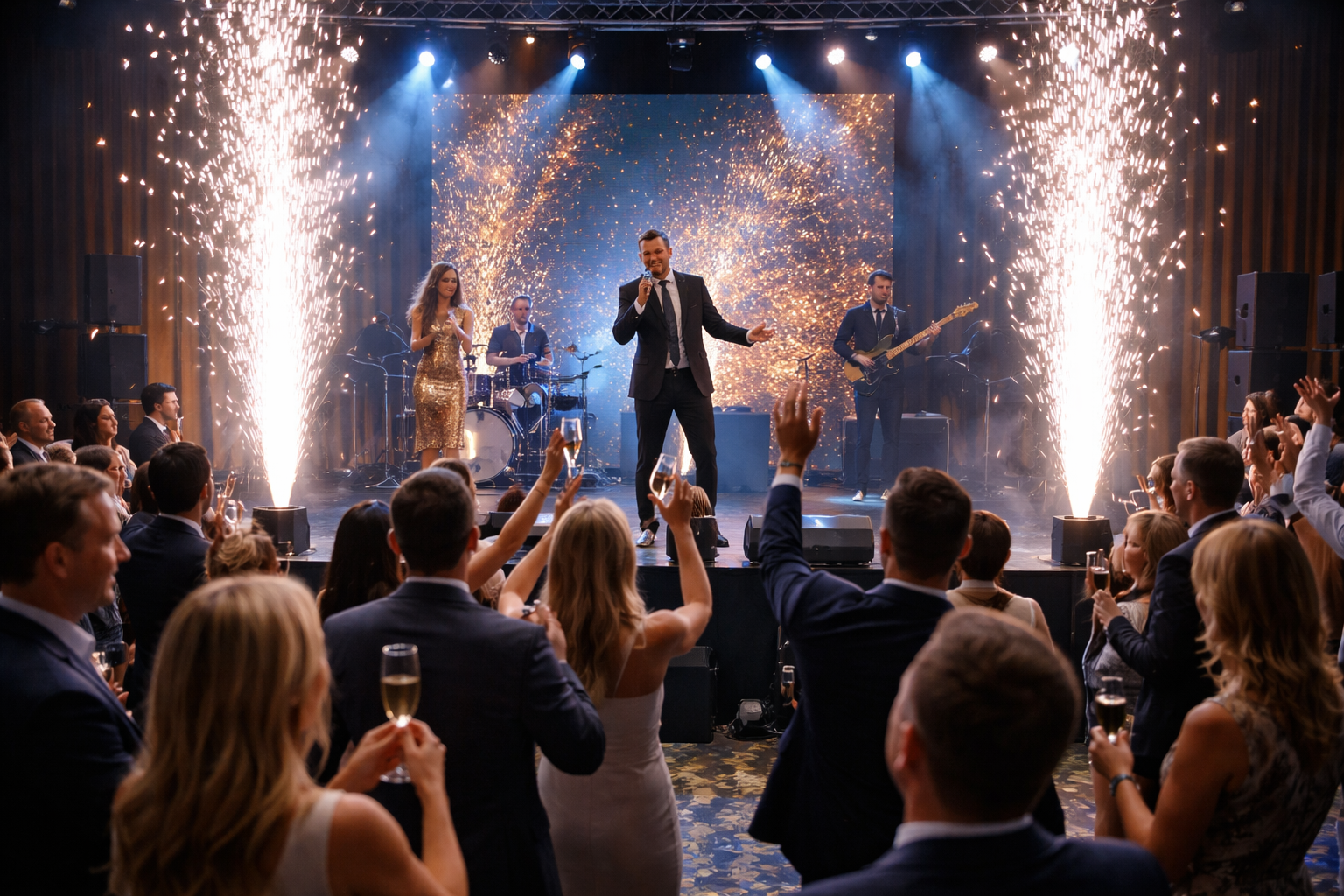 Cold sparklers and special effects at a Jacksonville wedding reception