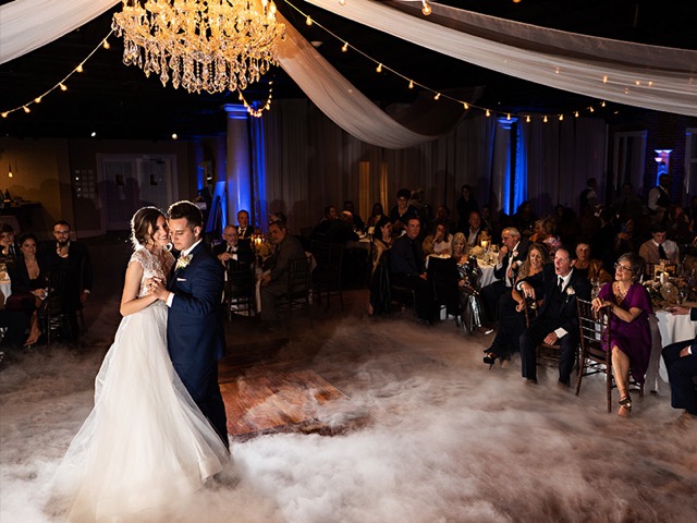 Wedding uplighting and special effects including dancing on clouds at Jacksonville FL reception